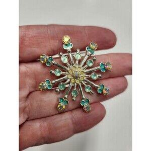Vintage Anne Klein Rhinestone Snowflake  Starburst Pin  Brooch